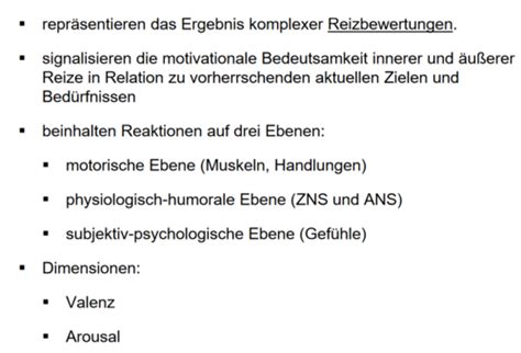 Emotionen Karteikarten Quizlet