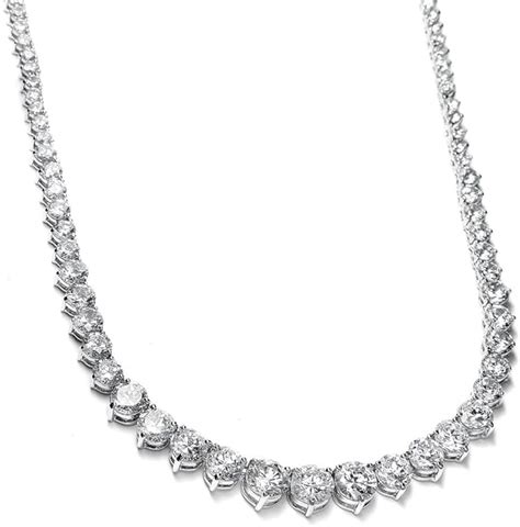 Amazon Mariell Graduated Cubic Zirconia Tennis Necklace Platinum