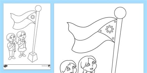 Philippine Flag Ceremony Coloring Sheet | Twinkl - Twinkl