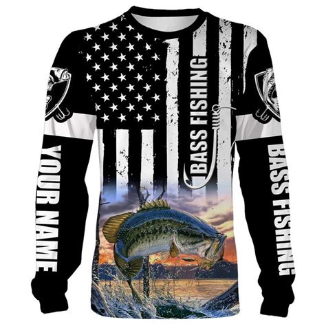 Largemouth Bass Fishing D American Flag Patriotic Th July Customize