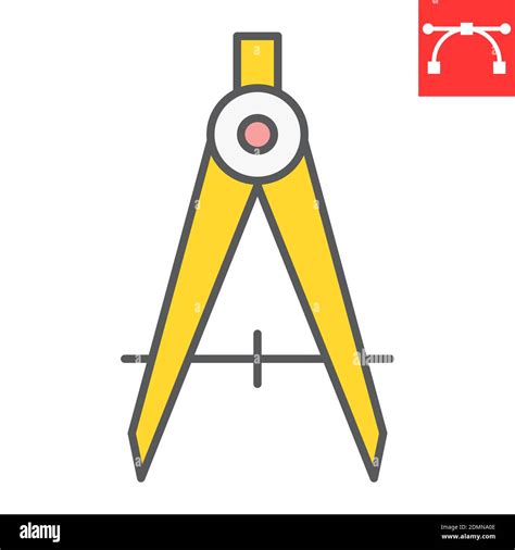 Divider Color Line Icon Compass And Architect Divider Sign Vector Graphics Editable Stroke