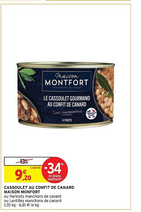 Promo Cassoulet Au Confit De Canard Maison Monfort Chez Intermarch