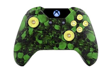 Big Green Skull Hydro Dipped Xbox One Wireless Controller With Brass