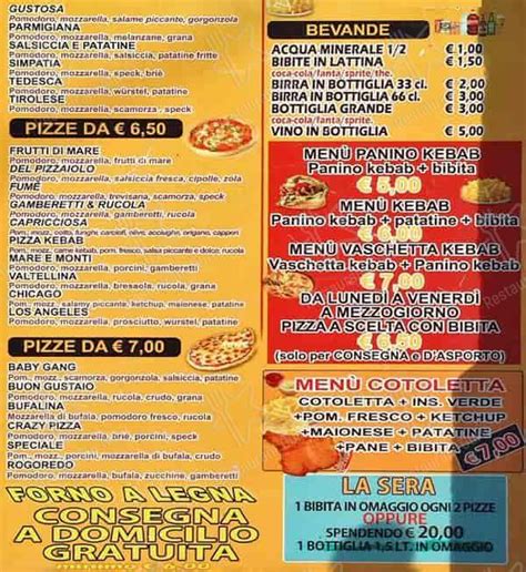 Menu At Crazy Pizza Restaurant Milan