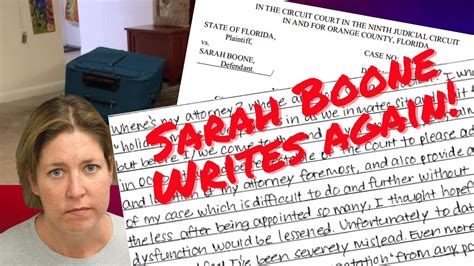 Sarah Boone Update Suitcase Murder Trial We Have Another Letter