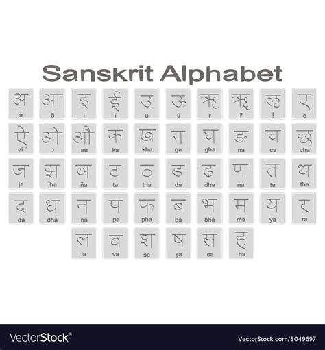 Set Monochrome Icons With Sanskrit Alphabet Vector Image