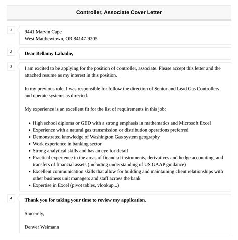 Controller Associate Cover Letter Velvet Jobs