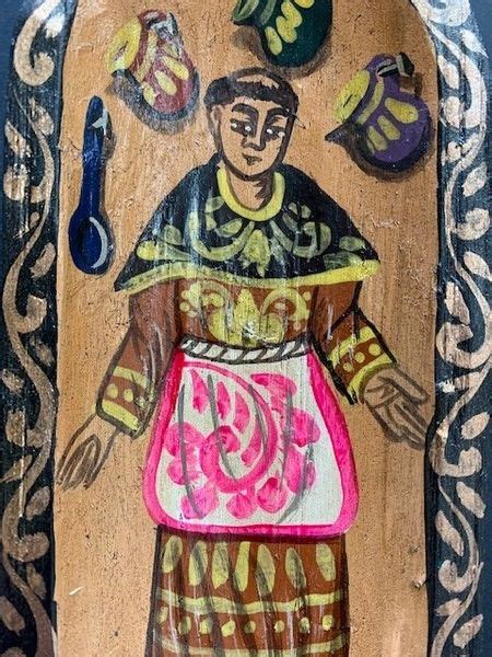 Hand Carved And Painted Retablo Of San Pasqual Patron Saint Of Cooks