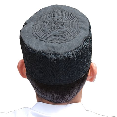 Beautiful Black Embroidered Cotton Kufi Muslim Kufi Takke Peci Kofia