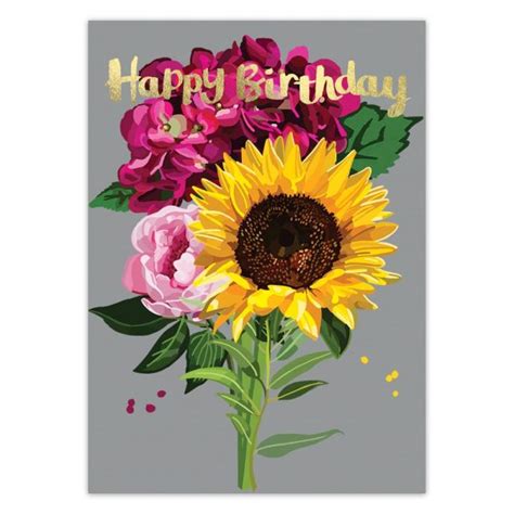 Happy Birthday Sunflower Greeting Card By Sarah Kelleher Uk Finch And Lane