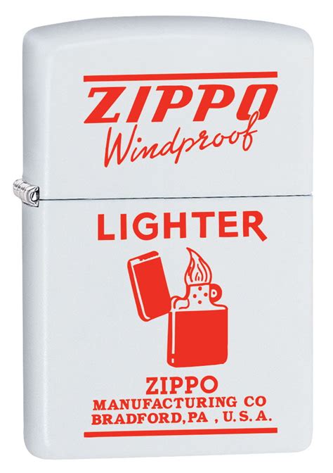 Zippo Lighter Vintage Ad Zippo Windproof In Red White Matte 80466