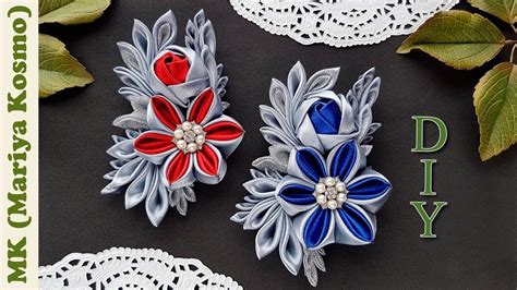 Стильная брошь канзаши своими руками | мастер класс | DIY | kanzashi ...