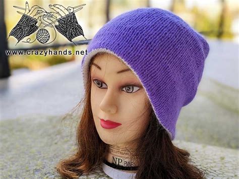 Slouchy Double Layer Reversible Knit Hat Free Pattern Crazy Hands