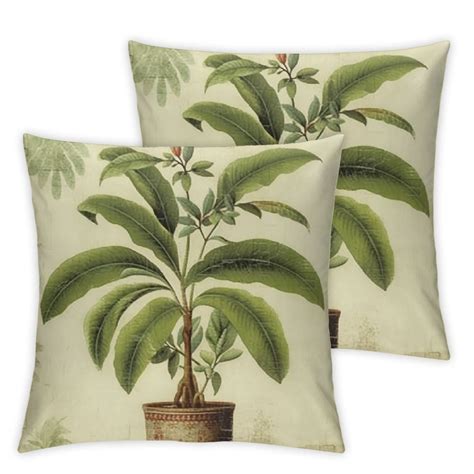 Nawypu Tropical Palm Tree Throw Pillow Covers Vintage Green Leaf