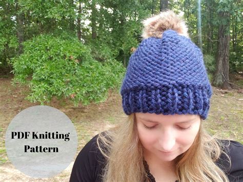 Quick Ribbed Hat Knitting Pattern Easy Knitting Pattern Diy Beanie For Beginners Chunky Knit