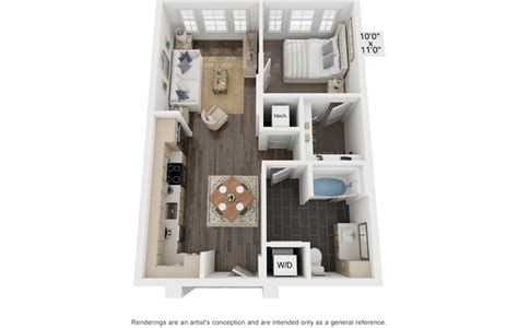 1 Bedroom Studio Apartment Layout