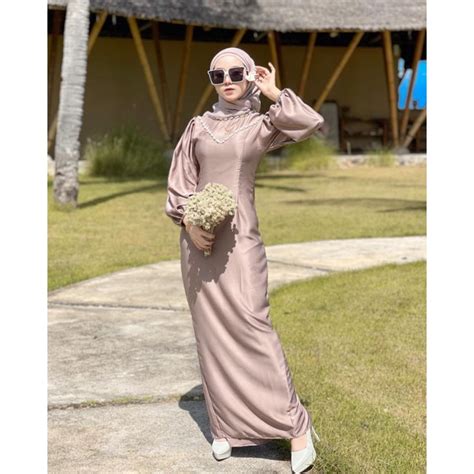 Jual Soraya Dress Bahan Satin Roberto Gamis Pesta Dress