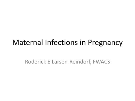 Maternal Infections In Pregnancy Pptx