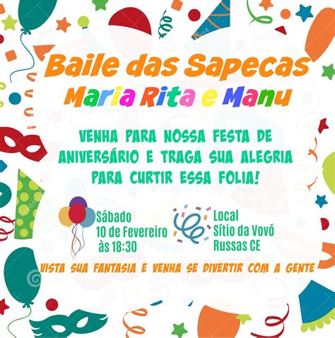 Convites De Aniversario Carnaval Seja Para Um Anivers Rio De Menina