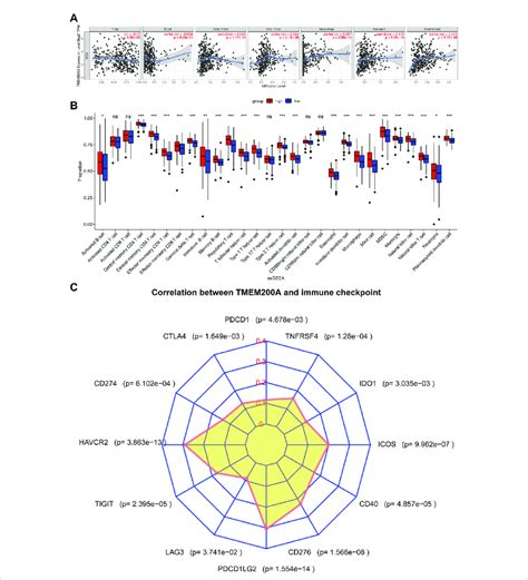 Results Of TMEM200A And Tumor Immunological Correlation Analysis A