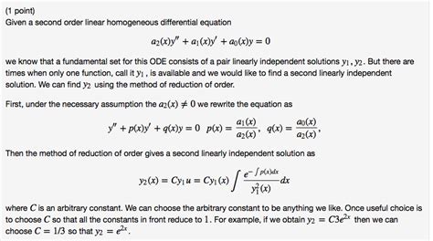 Solved Point Given A Second Order Linear Homogeneous Chegg