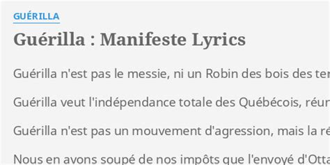 Gu Rilla Manifeste Lyrics By Gu Rilla Gu Rilla N Est Pas Le