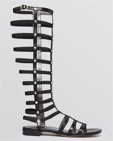 Stuart Weitzman Leather Gladiator Knee High Sandals In Black Lyst