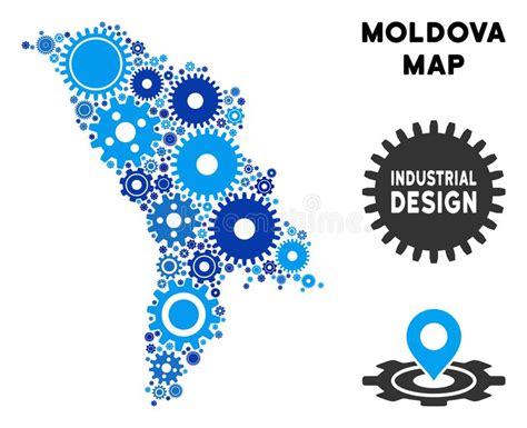 Mapa Del Moldavia Del Mosaico De Engranajes Ilustraci N Del Vector