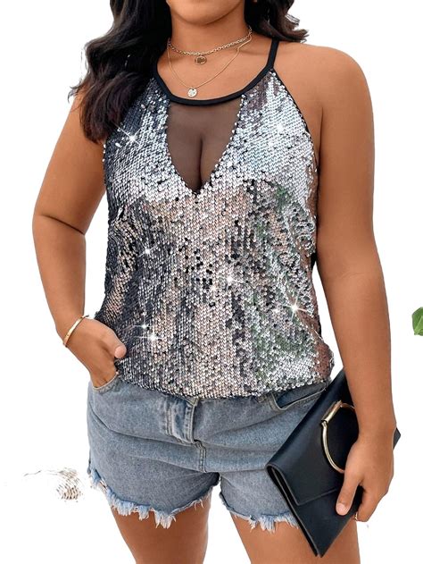 Party Colorblock Halter Multicolor Plus Size Tank Tops And Camis Womens