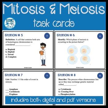 Biology Mitosis Meiosis Task Cards Printable And Digital Versions