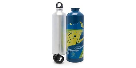 Fly Fishing And Silver Aluminum Water Bottle 2 Pack