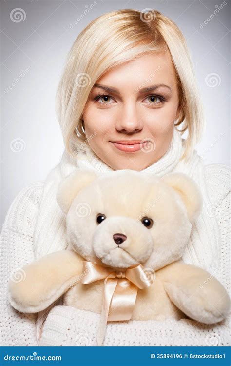 Girl With Teddy Bear Stock Photo Image Of Softness 35894196