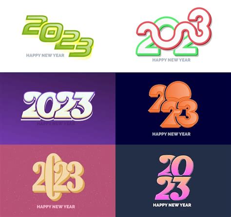 Gran Conjunto De 2023 Feliz Año Nuevo Diseño De Texto De Logotipo 2023 Plantilla De Diseño De