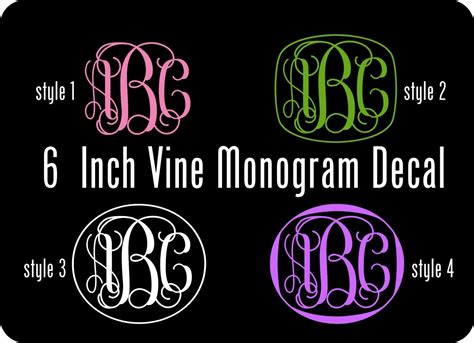 Vinyl Monogram Decal Inch Personalized Vinyl Decal Vine