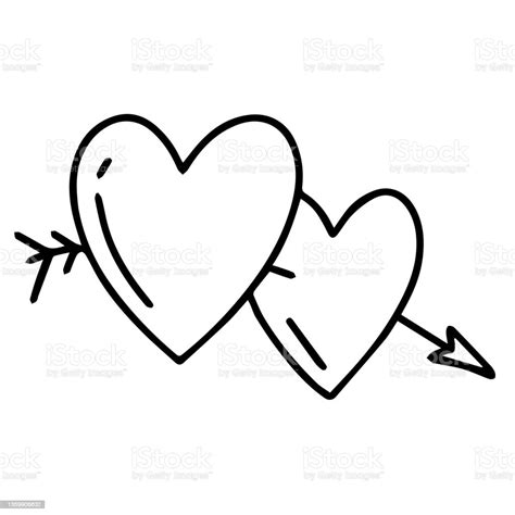 Vetores De Doodle De Coração Com O Ícone De Seta E Mais Imagens De Amor Amor Comportamento