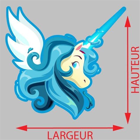 Sticker Mural Licorne Bleu Autocollant Intérieur Licorne Bleu