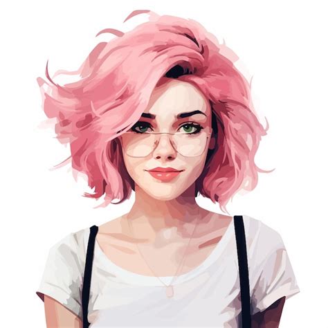 Premium Vector Pink Hair Girl