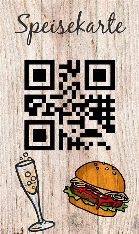 Speisekarten Mit QR Code Aus Holz Druck Auf Holz