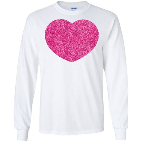 Shop Pink Glitter Heart T For Valentine S Day Ls Shirt Hoodie