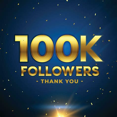 100k Followers Celebration Vector Banner With Text Social Media