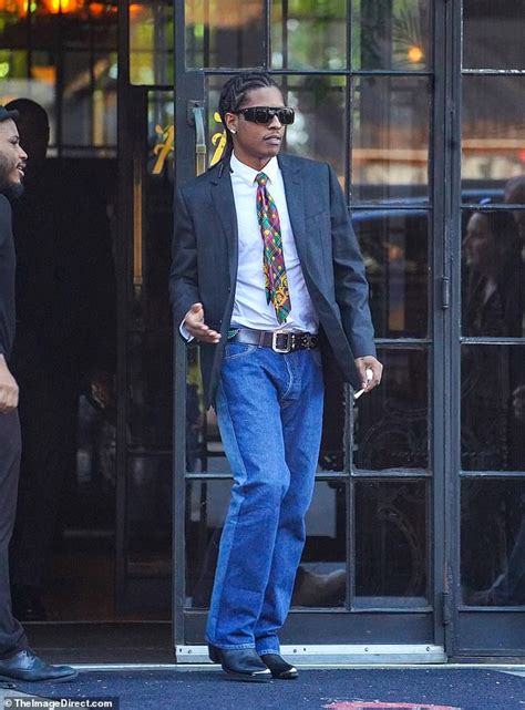 Asap Rocky Rocks Colorful Tie With A Blazer And Jeans While Leaving The