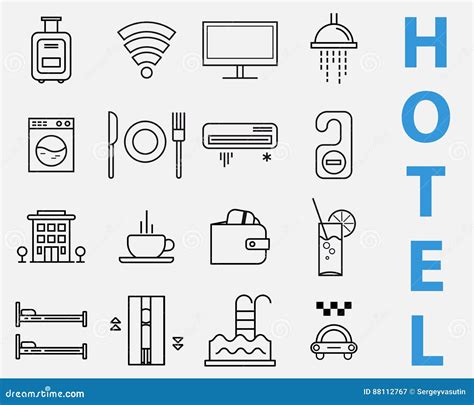 Sistema De La Línea Iconos Servicio De Hotel Stock De Ilustración