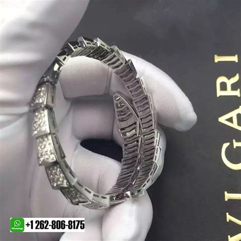 Bvlgari 18k White Gold Full Pavé Diamonds Serpenti Viper One coil