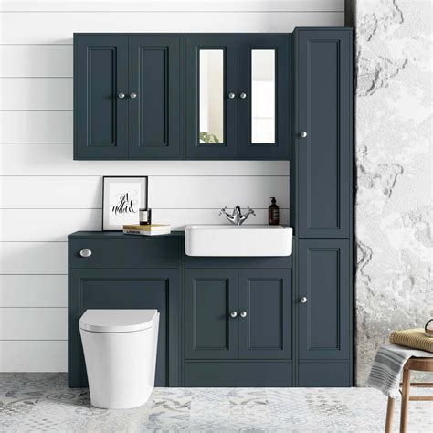 Monaco Inky Blue Vanity Basin And Boston Toilet Combination