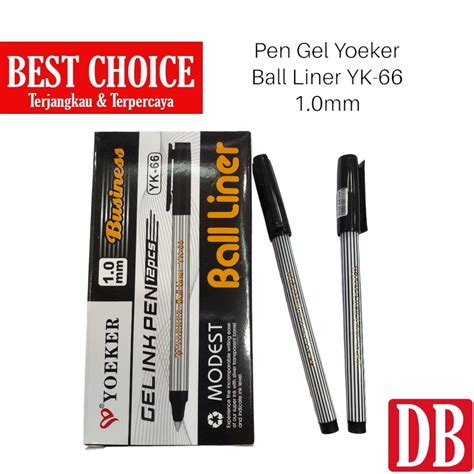 Jual Gel Pen Pulpen Ballpoint Yoeker Ball Liner 1 0mm Hitam 12 Pcs