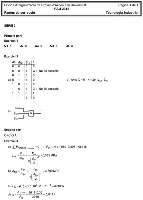 Examen de Selectividad Soluciones Tecnología Industrial Cataluña