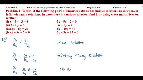 Which Of The Following Pairs Of Linear Equations Has Unique Solution