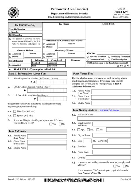 I 129f Printable Form Printable Forms Free Online