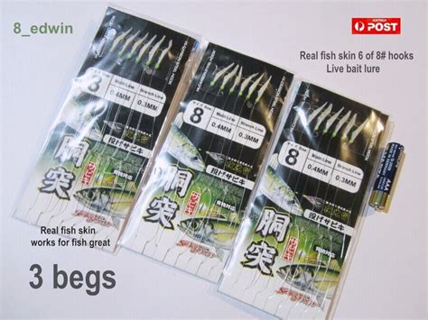 Sabiki Bait Jig Hook Real Fish Skin Yakka Herring Slimies Lures