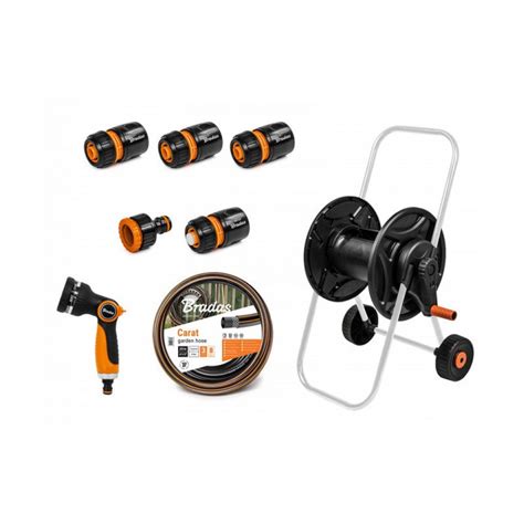 Kit dévidoir avec tuyau arrosage 1 2 BLACK LINE 20m et accessoires